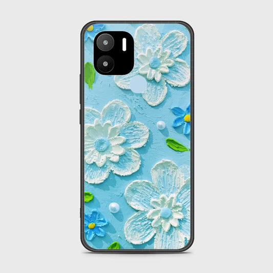 Xiaomi Redmi A1 Plus Cover - Floral Series - Design 3 - Sky Blue - HQ Ultra Shine Premium Infinity Glass Soft Silicon Borders Case