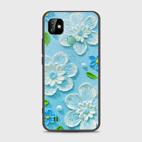 Infinix Smart HD 2021 Cover - Floral Series - Design 3 - Sky Blue - HQ Ultra Shine Premium Infinity Glass Soft Silicon Borders Case