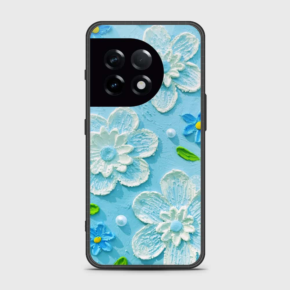 OnePlus Ace 2 Cover - Floral Series - Design 3 - Sky Blue - HQ Ultra Shine Premium Infinity Glass Soft Silicon Borders Case