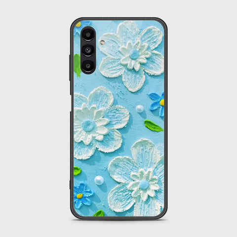 Samsung Galaxy A13 5G Cover - Floral Series - Design 3 - Sky Blue - HQ Ultra Shine Premium Infinity Glass Soft Silicon Borders Case