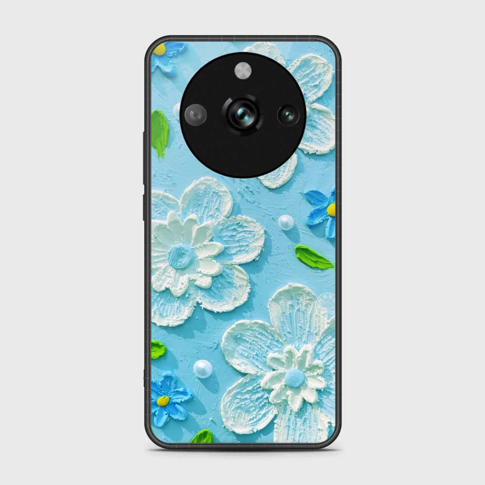 Realme 11 Pro Cover - Floral Series - Design 3 - Sky Blue - HQ Ultra Shine Premium Infinity Glass Soft Silicon Borders Case