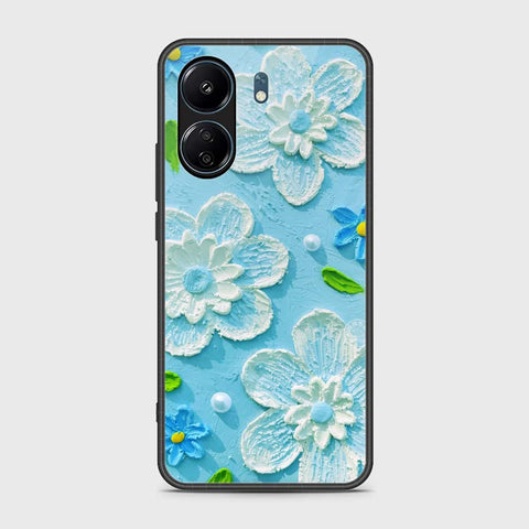 Xiaomi Poco C65 Cover - Floral Series - Design 3 - Sky Blue - HQ Ultra Shine Premium Infinity Glass Soft Silicon Borders Case