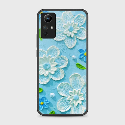 Xiaomi Redmi Note 12S Cover - Floral Series - Design 3 - Sky Blue - HQ Ultra Shine Premium Infinity Glass Soft Silicon Borders Case