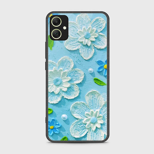 Samsung Galaxy A05 Cover - Floral Series - Design 3 - Sky Blue - HQ Ultra Shine Premium Infinity Glass Soft Silicon Borders Case