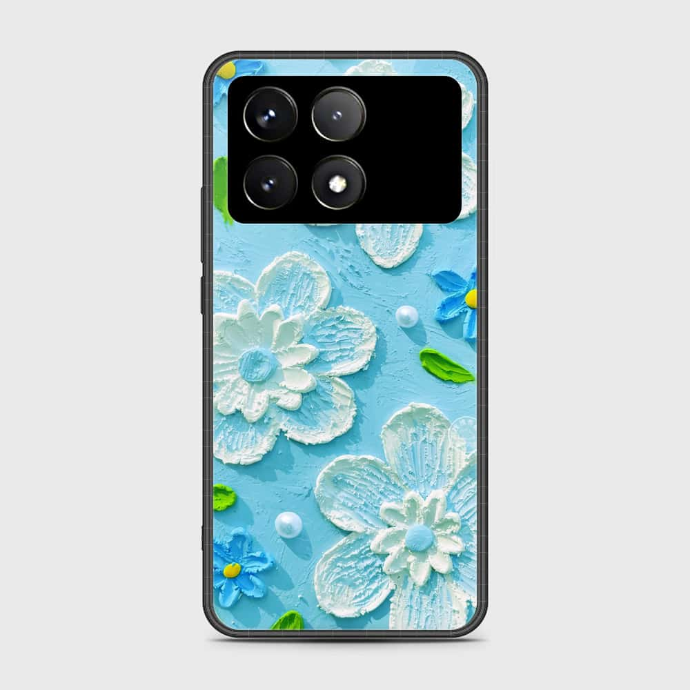 Xiaomi Redmi K70 Cover - Floral Series - Design 3 - Sky Blue - HQ Ultra Shine Premium Infinity Glass Soft Silicon Borders Case