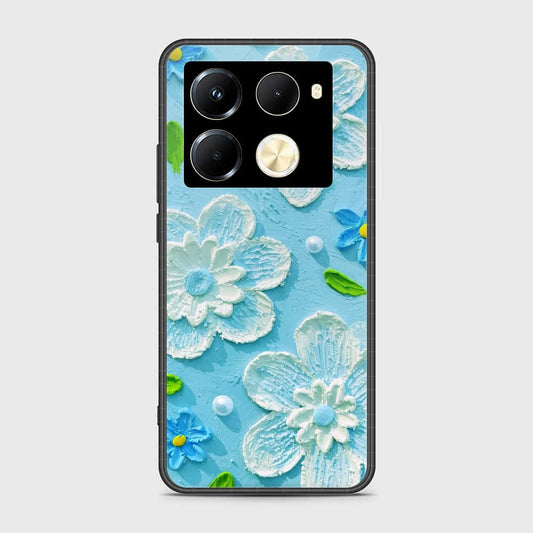 Infinix Note 40 Pro Plus Cover - Floral Series - Design 3 - Purple & Aqua - HQ Ultra Shine Premium Infinity Glass Soft Silicon Borders Case