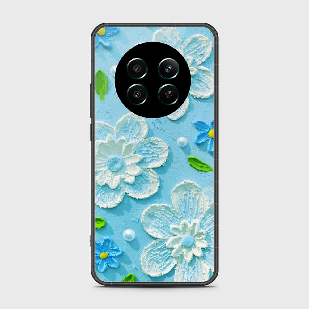 Realme 12 Plus Cover - Floral Series - Design 3 - Sky Blue - HQ Ultra Shine Premium Infinity Glass Soft Silicon Borders Case