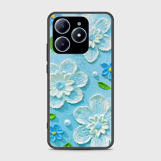 Realme C63 Cover - Floral Series - Design 3 - Sky Blue - HQ Ultra Shine Premium Infinity Glass Soft Silicon Borders Case