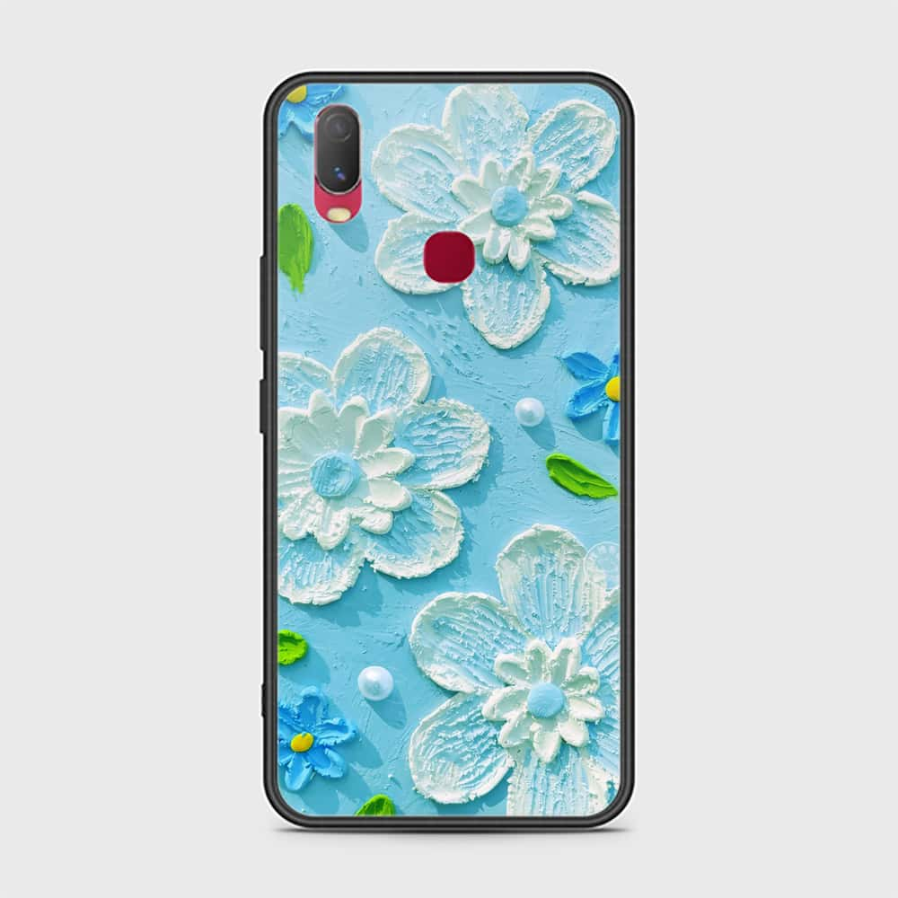 vivo Y11 (2019) Cover - Floral Series - Design 3 - Sky Blue - HQ Ultra Shine Premium Infinity Glass Soft Silicon Borders Case