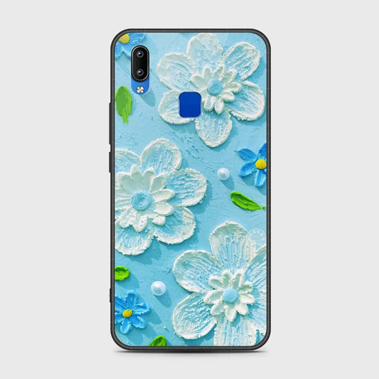 Vivo Y91i Cover - Floral Series - Design 3 - Sky Blue - HQ Ultra Shine Premium Infinity Glass Soft Silicon Borders Case