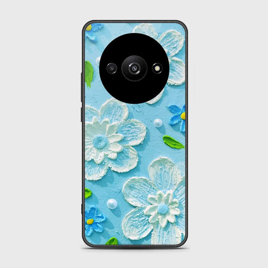 Xiaomi Redmi A3 Cover - Floral Series - Design 3 - Sky Blue - HQ Ultra Shine Premium Infinity Glass Soft Silicon Borders Case