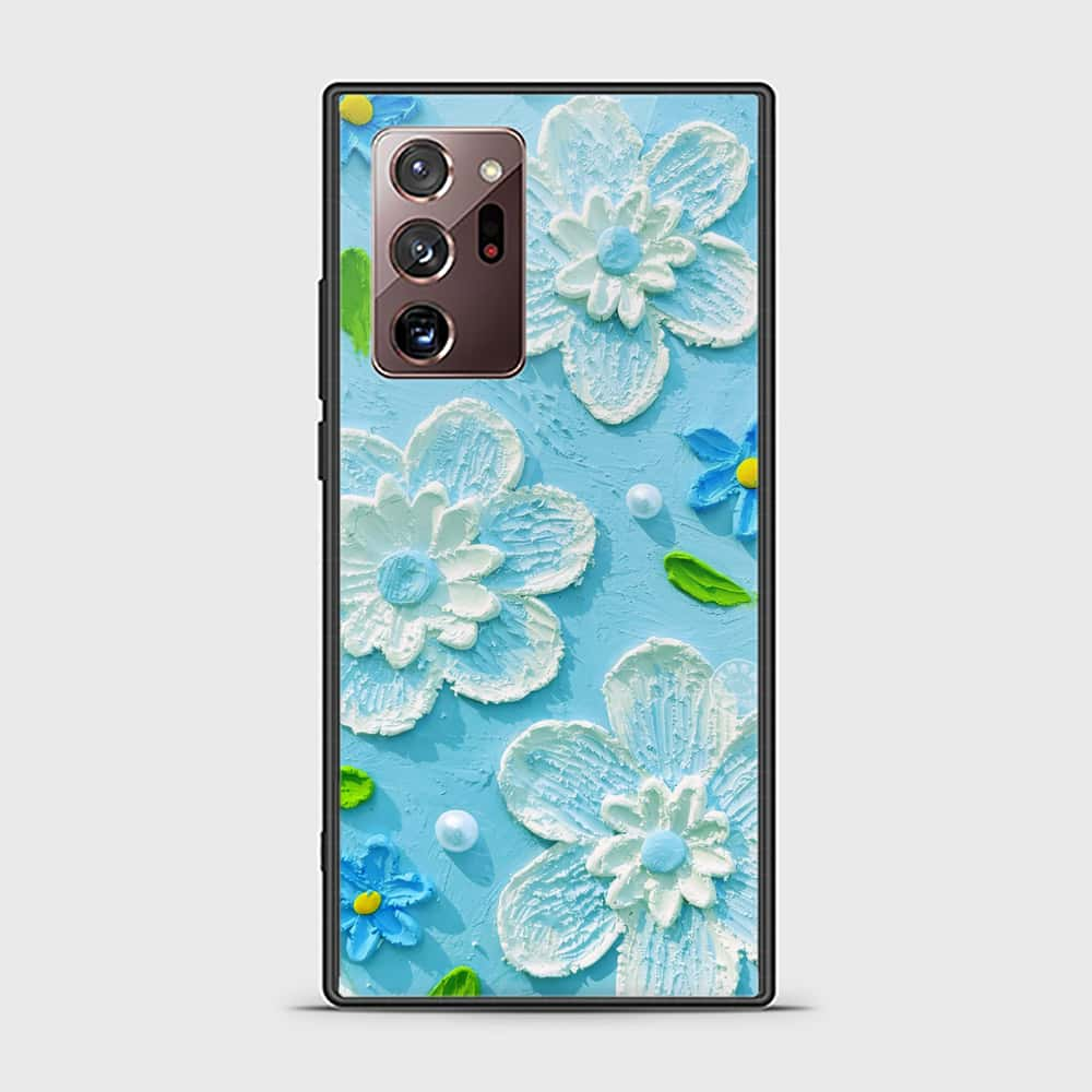 Samsung Galaxy Note 20 Ultra Cover - Floral Series - Design 3 - Purple & Aqua - HQ Ultra Shine Premium Infinity Glass Soft Silicon Borders Case