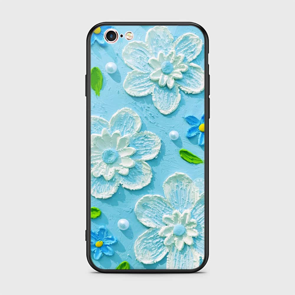 iPhone 6s Plus / 6 Plus Cover - Floral Series - Design 3 - Sky Blue - HQ Ultra Shine Premium Infinity Glass Soft Silicon Borders Case