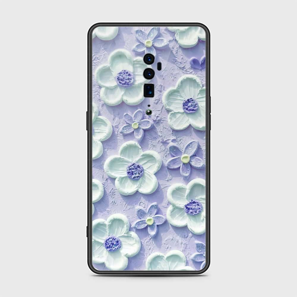 Oppo Reno 10x Zoom Cover - Floral Series - Design 4 - Purple & White - HQ Ultra Shine Premium Infinity Glass Soft Silicon Borders Case