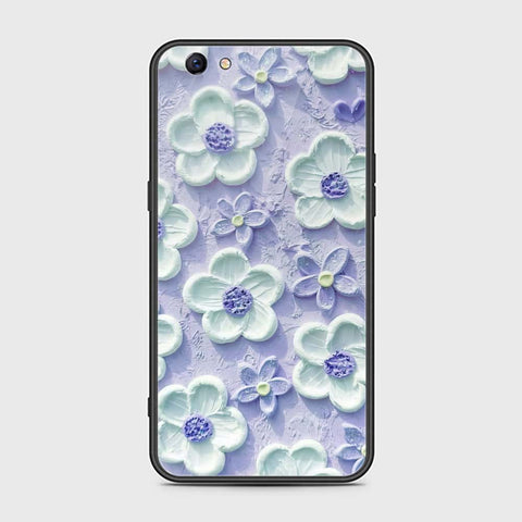 Oppo F3 Plus Cover - Floral Series - Design 4 - Purple & White - HQ Ultra Shine Premium Infinity Glass Soft Silicon Borders Case