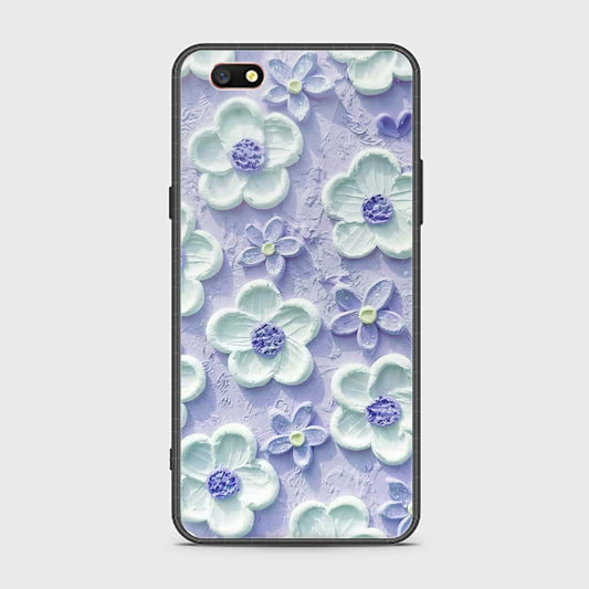 Oppo A77 Cover - Floral Series - Design 4 - Purple & White - HQ Ultra Shine Premium Infinity Glass Soft Silicon Borders Case