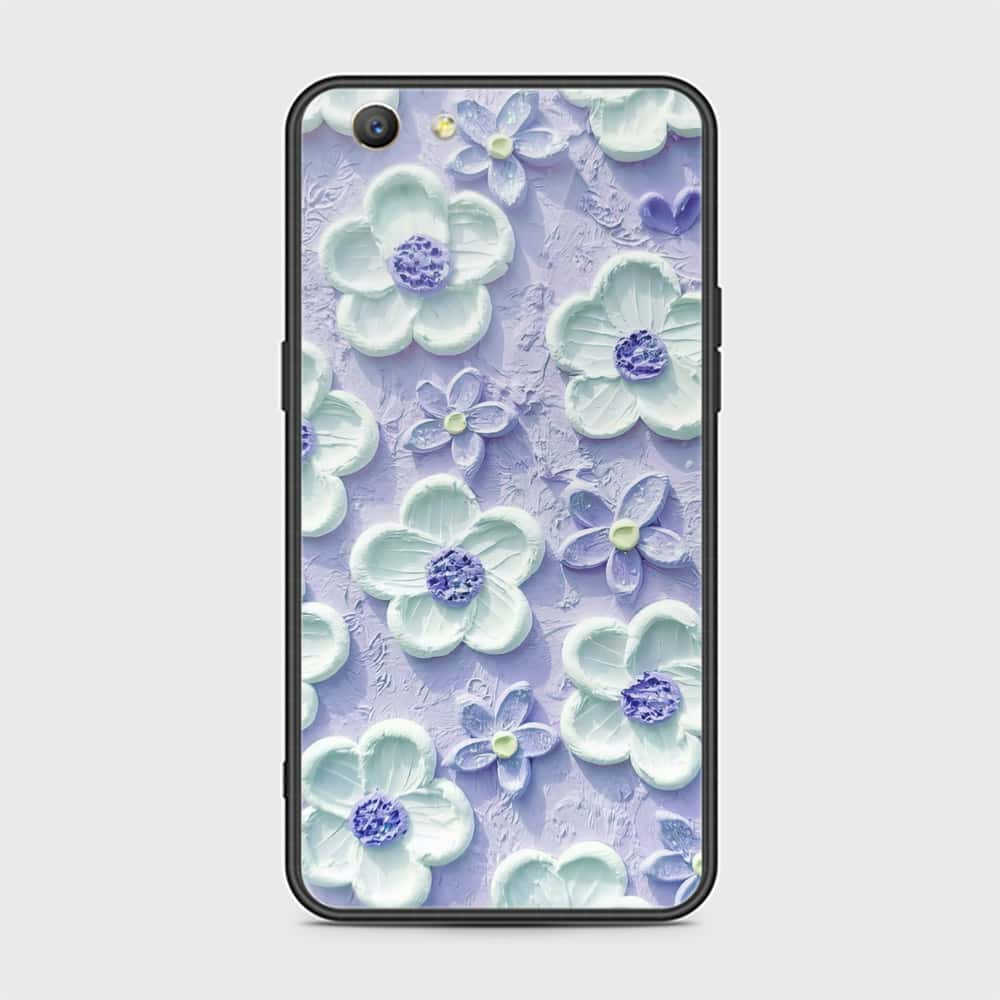 Oppo F1S Cover - Floral Series - Design 4 - Purple & Aqua - HQ Ultra Shine Premium Infinity Glass Soft Silicon Borders Case