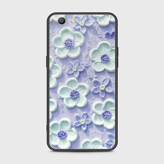 Oppo A59 Cover - Floral Series - Design 4 - Purple & White - HQ Ultra Shine Premium Infinity Glass Soft Silicon Borders Case