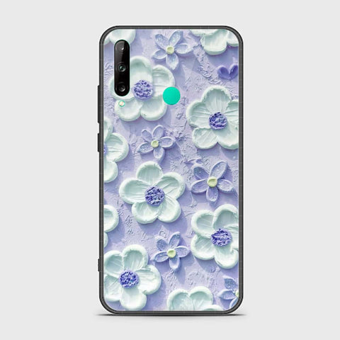 Huawei P40 Lite E Cover - Floral Series - Design 4 - Purple & White - HQ Ultra Shine Premium Infinity Glass Soft Silicon Borders Case