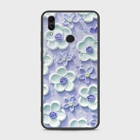 Huawei Honor 10 Lite Cover - Floral Series - Design 4 - Purple & White - HQ Ultra Shine Premium Infinity Glass Soft Silicon Borders Case