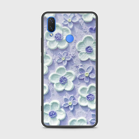 Huawei Y9 2019 Cover - Floral Series - Design 4 - Purple & White - HQ Ultra Shine Premium Infinity Glass Soft Silicon Borders Case