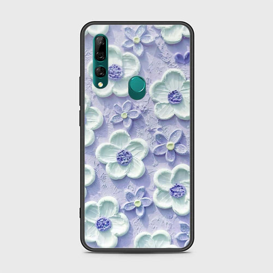 Huawei Y9 Prime 2019 Cover - Floral Series - Design 4 - Purple & White - HQ Ultra Shine Premium Infinity Glass Soft Silicon Borders Case