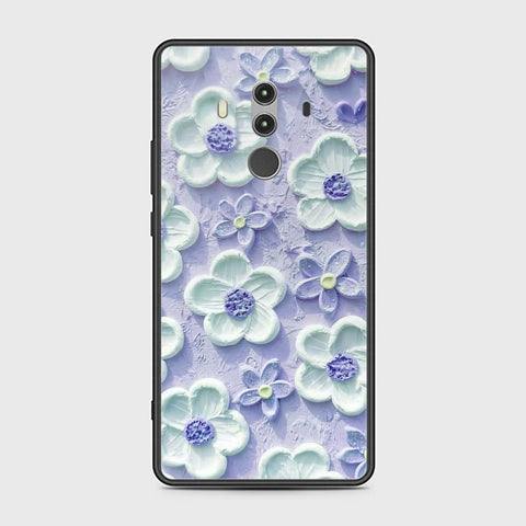 Huawei Mate 10 Pro Cover - Floral Series - Design 4 - Purple & White - HQ Ultra Shine Premium Infinity Glass Soft Silicon Borders Case