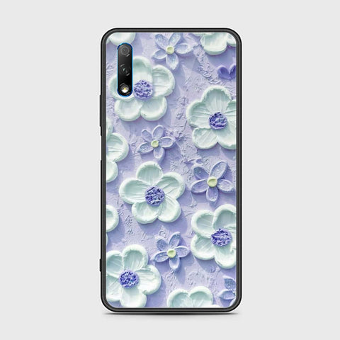 Honor 9X Cover - Floral Series - Design 4 - Purple & White - HQ Ultra Shine Premium Infinity Glass Soft Silicon Borders Case