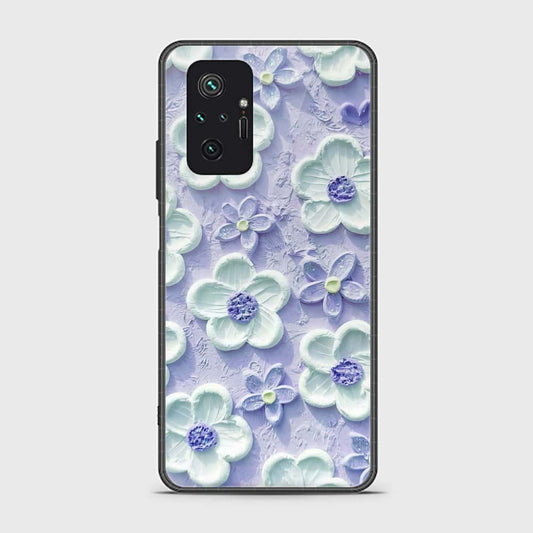 Xiaomi Redmi Note 10 Pro 4G Cover - Floral Series - Design 4 - Purple & White - HQ Ultra Shine Premium Infinity Glass Soft Silicon Borders Case