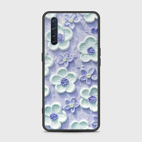 Oppo Reno 3 Cover - Floral Series - Design 4 - Purple & White - HQ Ultra Shine Premium Infinity Glass Soft Silicon Borders Case