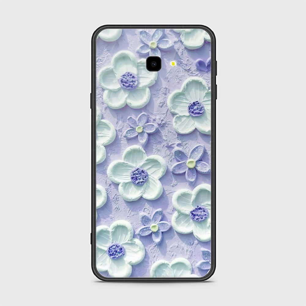 Samsung Galaxy J4 Plus Cover - Floral Series - Design 4 - Purple & White - HQ Ultra Shine Premium Infinity Glass Soft Silicon Borders Case