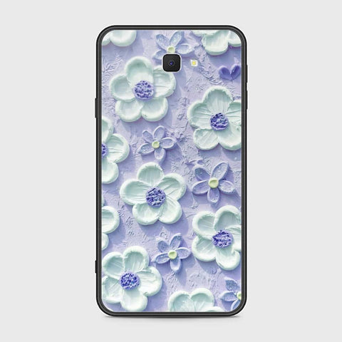 Samsung Galaxy J7 Prime Cover - Floral Series - Design 4 - Purple & White - HQ Ultra Shine Premium Infinity Glass Soft Silicon Borders Case