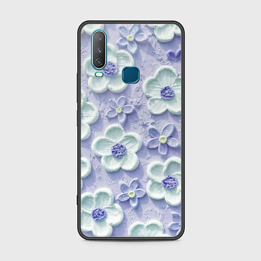 Vivo Y12 Cover - Floral Series - Design 4 - Purple & White - HQ Ultra Shine Premium Infinity Glass Soft Silicon Borders Case