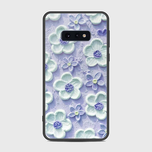 Samsung Galaxy S10e Cover - Floral Series - Design 4 - Purple & White - HQ Ultra Shine Premium Infinity Glass Soft Silicon Borders Case