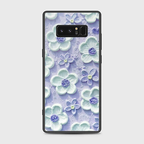 Samsung Galaxy Note 8 Cover - Floral Series - Design 4 - Purple & White - HQ Ultra Shine Premium Infinity Glass Soft Silicon Borders Case