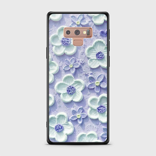 Samsung Galaxy Note 9 Cover - Floral Series - Design 4 - Purple & White - HQ Ultra Shine Premium Infinity Glass Soft Silicon Borders Case