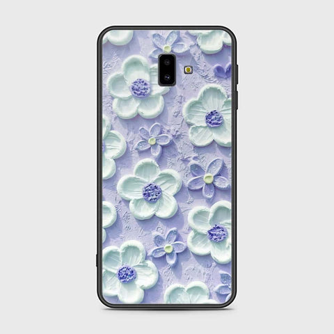 Samsung Galaxy J6 Plus Cover - Floral Series - Design 4 - Purple & White - HQ Ultra Shine Premium Infinity Glass Soft Silicon Borders Case