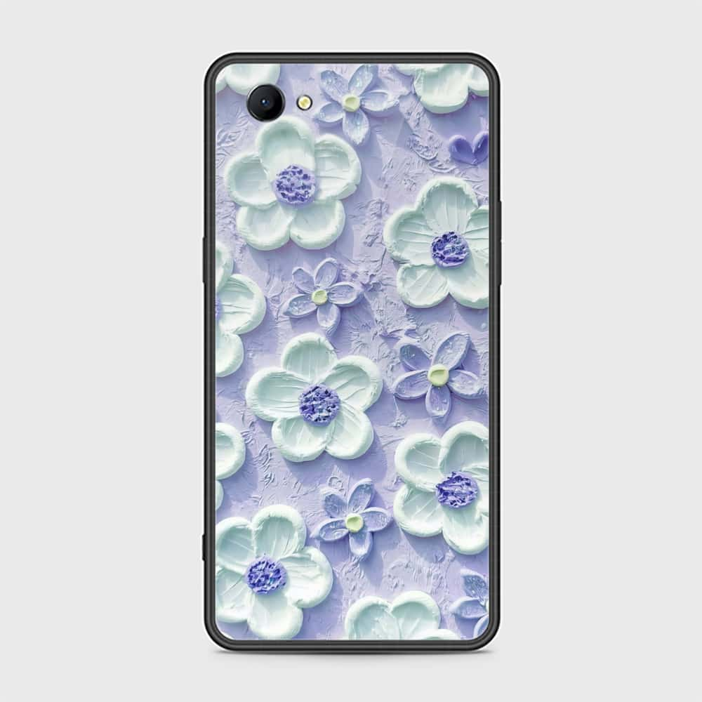 Oppo A3 Cover - Floral Series - Design 4 - Purple & White - HQ Ultra Shine Premium Infinity Glass Soft Silicon Borders Case