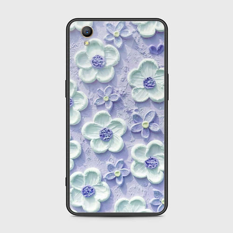 Oppo A37 Cover - Floral Series - Design 4 - Purple & White - HQ Ultra Shine Premium Infinity Glass Soft Silicon Borders Case