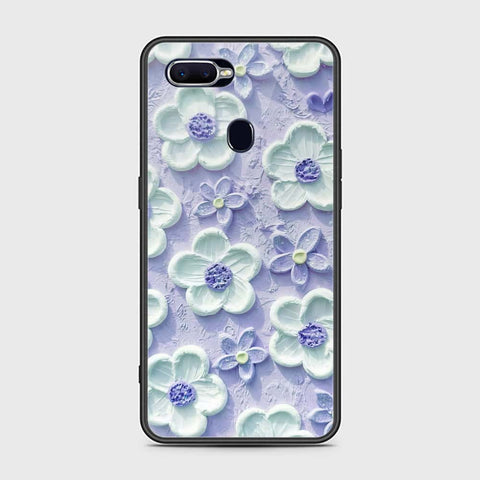 Oppo F9 Cover - Floral Series - Design 4 - Purple & White - HQ Ultra Shine Premium Infinity Glass Soft Silicon Borders Case