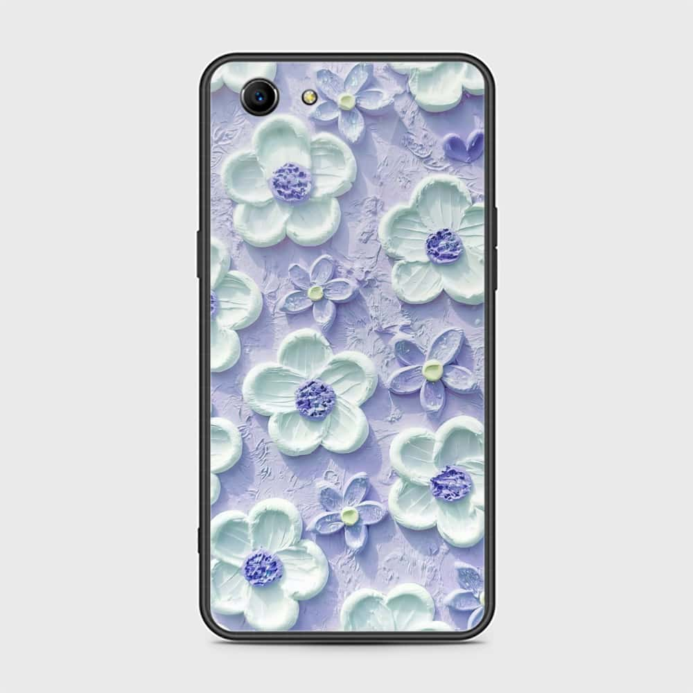 Oppo A83 Cover - Floral Series - Design 4 - Purple & White - HQ Ultra Shine Premium Infinity Glass Soft Silicon Borders Case