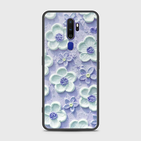 Oppo A5 2020 Cover - Floral Series - Design 4 - Purple & White - HQ Ultra Shine Premium Infinity Glass Soft Silicon Borders Case