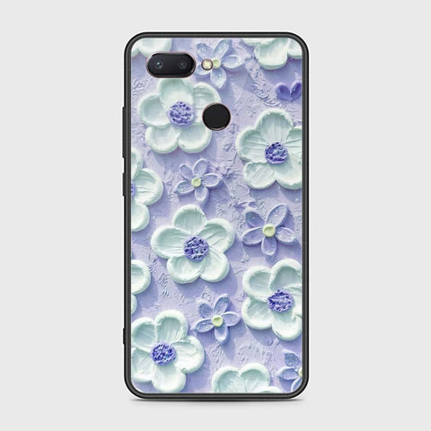 Xiaomi Mi 8 Lite Cover - Floral Series - Design 4 - Purple & White - HQ Ultra Shine Premium Infinity Glass Soft Silicon Borders Case