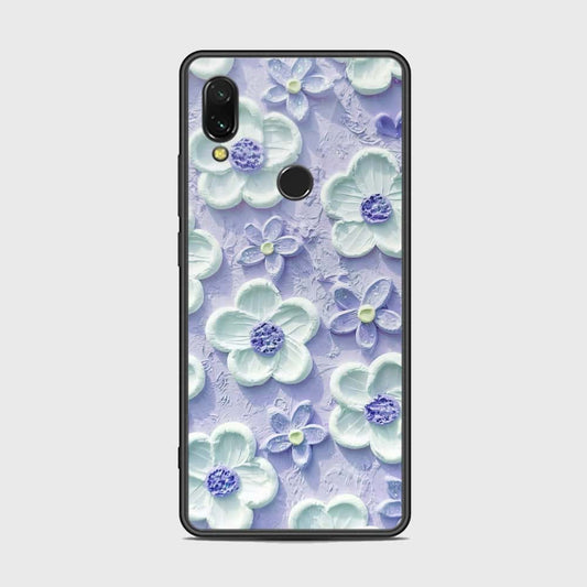 Xiaomi Redmi 7 Cover - Floral Series - Design 4 - Purple & White - HQ Ultra Shine Premium Infinity Glass Soft Silicon Borders Case