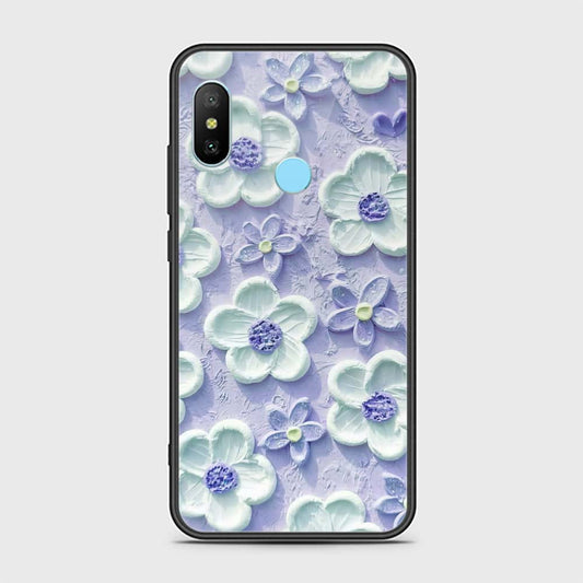 Redmi 6 Pro Cover - Floral Series - Design 4 - Purple & White - HQ Ultra Shine Premium Infinity Glass Soft Silicon Borders Case