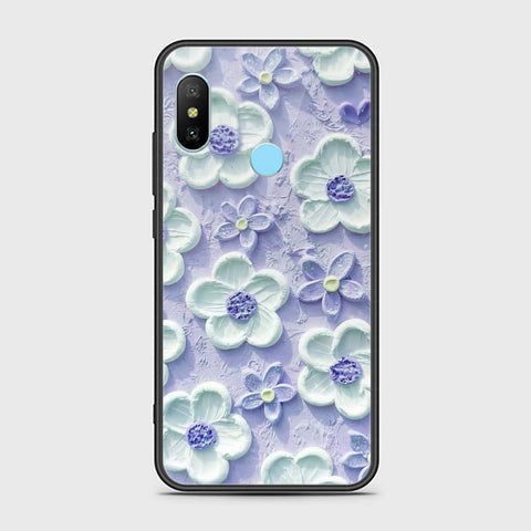 Xiaomi Mi A2 Lite Cover - Floral Series - Design 4 - Purple & White - HQ Ultra Shine Premium Infinity Glass Soft Silicon Borders Case