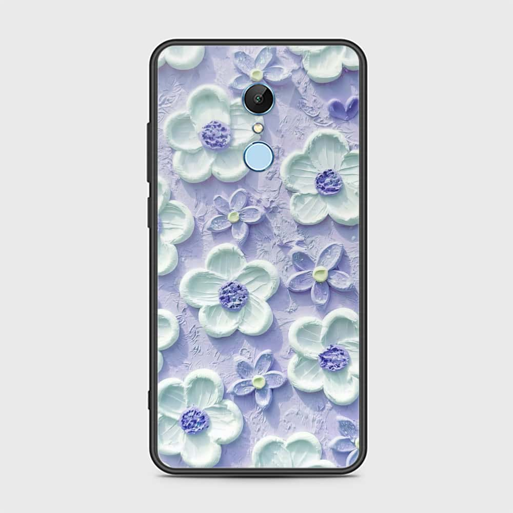 Xiaomi Redmi Note 5 Cover - Floral Series - Design 4 - Purple & White - HQ Ultra Shine Premium Infinity Glass Soft Silicon Borders Case