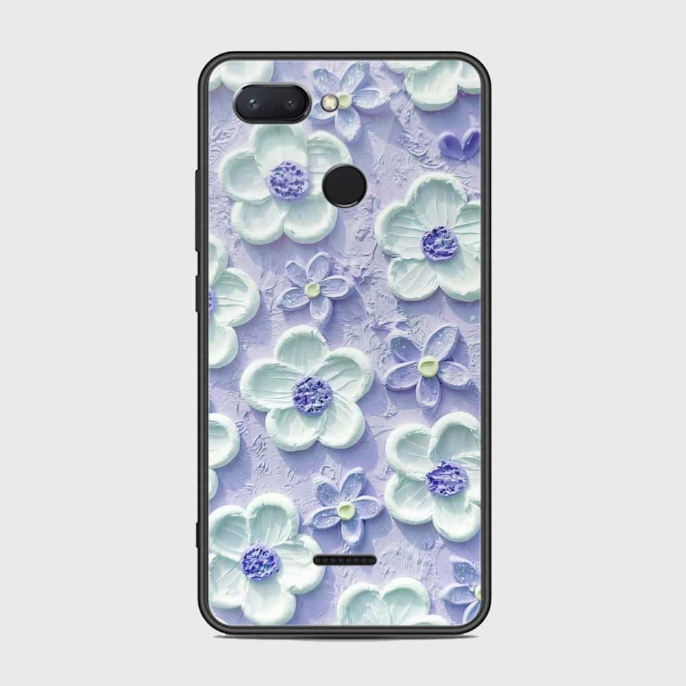 Xiaomi Redmi 6 Cover - Floral Series - Design 4 - Purple & White - HQ Ultra Shine Premium Infinity Glass Soft Silicon Borders Case