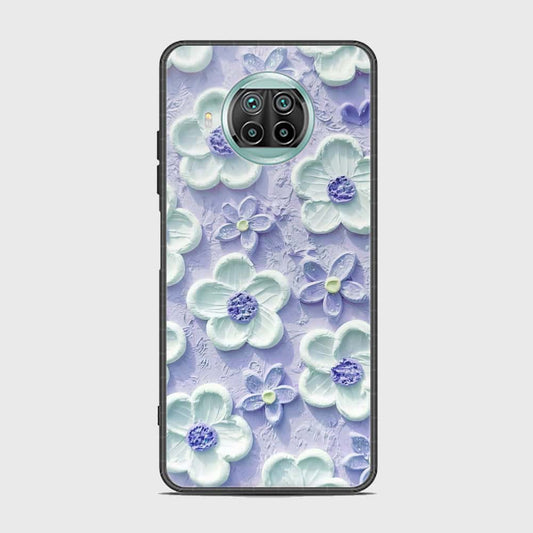 Xiaomi Mi 10 Lite 5G Cover - Floral Series - Design 4 - Purple & White - HQ Ultra Shine Premium Infinity Glass Soft Silicon Borders Case