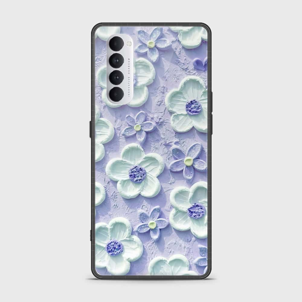 Oppo Reno 4 Pro Cover - Floral Series - Design 4 - Purple & White - HQ Ultra Shine Premium Infinity Glass Soft Silicon Borders Case